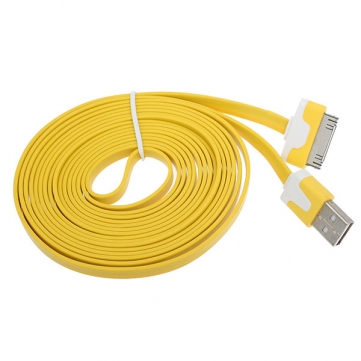 DATA - кабель плоский iPhone/iPod 3 метра (желтый)