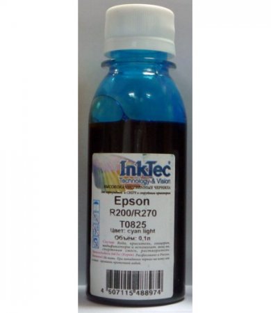 Чернила Epson R200/R270 (InkTec) T0825 E 0010, Cyan Light, 0,1 л.