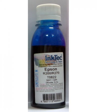 Чернила Epson R200/R270 (InkTec) T0822 E0010, Cyan , 0,1 л.