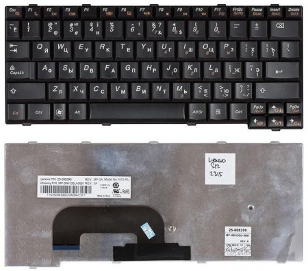 Клавиатура для ноутбука Lenovo S12 Черная (P/n: 25-008393, 25-008399, 25008393, 25008399)