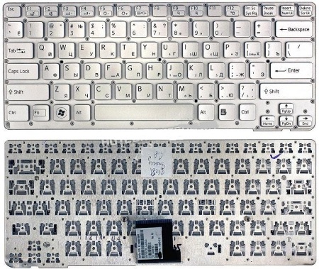Клавиатура для ноутбука Sony VPC-CA Серебро (P/n: 148953821, 9Z.N6BBF.A0R, 148954121, 9Z.N6BBF.B0R)